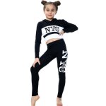 Ensemble t - shirt court  capuche et legging imprim nyc brooklyn pour fille 7 - 13 ans