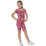 Ensemble t - shirt court et shorts l�opard pour filles - marque - 5 - 13 ans - rose fluo - 100% polyester ...