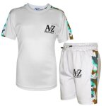 Ensemble t - shirt et short camouflage imprim� a2z project pour gar�ons 5 - 13 ans - blanc
