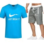 Ensemble t - shirt et short homme - leoclotho - coton - manches courtes - bleu1
