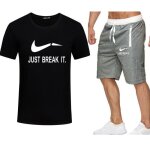 Ensemble t - shirt et short homme - luxe - col rond - manches courtes - noir - fitness