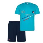 Ensemble short et maillot - france - bleu turquoise - anti - transpirant - 3  13 ans - garon