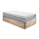 Ensemble 90 x 190 cm sommier coffre naturel clair + matelas ressorts ensach�s �p. 22cm - serenite de ...