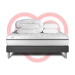 Pack lit complet 180x200 cm - matelas + sommier gris (en kit) + 2 oreillers + couette - vital spa gris ...