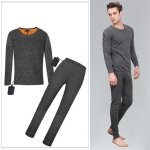 Ensemble de sous - vtement thermique homme hiver chauffant gris