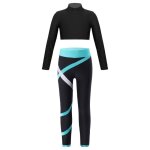 Ensemble sport fille crop top manches longues legging fitness gym yoga running 5 - 14 ans vert - iixpin ...