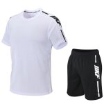 Ensemble de sport homme 2 pièces t - shirt et short respirant séchage rapide pour fitness running - blanc ... Ensemble de sport homme 2 pièces t - shirt et short respirant séchage rapide pour fitness running - blanc ...