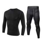 Ensemble de sport homme compression running noir - t - shirt et collant schage rapide