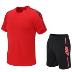 Ensemble de sport homme - respirant et séchage rapide - t - shirt et short - rouge Ensemble de sport homme - respirant et séchage rapide - t - shirt et short - rouge