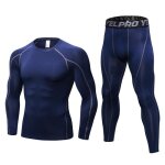 Ensemble de sport homme t - shirt de compression et collant fitness stretch schage rapide
