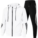 Ensemble de sport jogging veste capuche et pantalon taille elastique homme - blanc - fitness - respirant ...