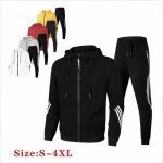 Ensemble de sport jogging veste capuche et pantalon taille elastique noir - homme - manches longues - ...
