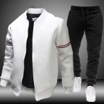 Ensemble de sport jogging veste et pantalon taille elastique - autrement - homme - blanc - coton �lasthann ...