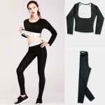 Ensemble de sudation femme - marque - t - shirt sans brassire + pantalon - noir - fitness