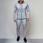 Ensemble de survêtement 2 pièces pour homme à manches longues cardigan à capuche + pantalon de jogging ... Ensemble de survêtement 2 pièces pour homme à manches longues cardigan à capuche + pantalon de jogging ...