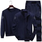 Ensemble de survêtement 3 pièces pour hommes vitata - bleu - manches longues - doux et confortable Ensemble de survêtement 3 pièces pour hommes vitata - bleu - manches longues - doux et confortable