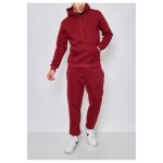 Ensemble survêtement - bordeaux - homme - pull à capuche - pantalon élastiqué - 100% coton Ensemble survêtement - bordeaux - homme - pull à capuche - pantalon élastiqué - 100% coton