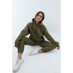 Ensemble de survtement femme - chic pantalon + sweat court  capuche - vert - fitness - manches longues ...