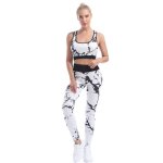 Ensemble surv�tement femme fille - inhzoy - crop top legging sport ete - fitness - blanc