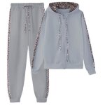 Ensemble de surv�tement - femme - l�opard - sweat � capuche - pantalon jogging - gris