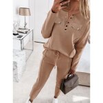 Ensemble survtement femme - sweat - shirt de sport en molleton - champagne - fitness - respirant