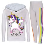 Ensemble survtement fille licorne arc - en - ciel dab floss 7 - 13 ans - blanc