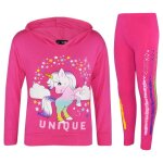 Ensemble survêtement fille - unique rainbow tamponnez unicorn - haut à capuche et legging - rose - enfant ... Ensemble survêtement fille - unique rainbow tamponnez unicorn - haut à capuche et legging - rose - enfant ...