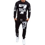 Ensemble de survtement homme automne / hiver - noir - pantalons et sweat - shirt imprims - polyester ...