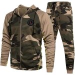 Ensemble survtement homme camouflage casual sport sweat  capuche zipp et pantalon jogging  manches ...