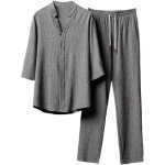 Ensemble de survêtement homme Été 2 pièces - gris - taille Élastique - coton lin Ensemble de survêtement homme Été 2 pièces - gris - taille Élastique - coton lin