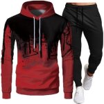 Ensemble de survtement - jogging de sport - homme - manches longues - rouge - respirant