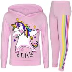 Ensemble surv�tement licorne arc - en - ciel fille - b�b� rose - manches longues - 7 - 13 ans