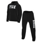 Ensemble de surv�tement - nike - nsw flc - noir / blanc - 76% coton 24% polyester - veste et pantalon ...