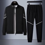 Ensemble de survtement de running pour homme - veste zippe et pantalon taille lastique - noir