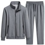 Ensemble survtement de sport jogging pour homme - couleur unie gris - manches longues