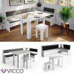 Groupe de banquettes dangle roman 210x120cm avec table blanc vicco