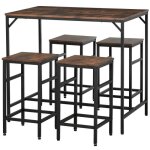 Homcom - ensemble table de bar - m�tal - 100x60x88cm - noir