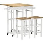 Homcom - chariot de cuisine - bambou - 86x75. 5x83. 5cm - bois naturel blanc