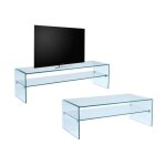 Ensemble table basse + meuble tv - verre tremp - sjour design stileos