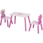 Table enfant homcom mdf 55x34x42cm rose