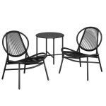 Ensemble table chaise de jardin 3 pi�ces chaises acapulco pour terrasse jardin balcon balcon noir dencre ...