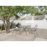 Salle � manger de jardin en m�tal fa�on fer forg� : une table d. 120cm et 4 fauteuils empilables - anthracite ...