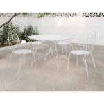 Salle � manger de jardin en m�tal fa�on fer forg� : une table d. 120cm et 4 fauteuils empilables - blanc ...