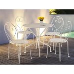 Salle � manger de jardin en m�tal fa�on fer forg� : une table et 4 chaises empilables - blanc - guermantes ...
