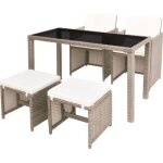 Vidaxl salon de jardin encastrable avec coussins 5 pcs rotin beige