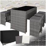 Ensemble table chaise de jardin - tectake - salon de jardin ibiza 6 places avec 2 sets de housses de ...