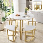 Ensemble salle  manger - table rectangulaire - 4 chaises - mdf blanc - style contemporain