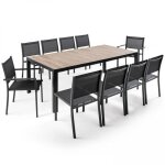 Ensemble table de jardin et 10 assises en aluminium et céramique - oviala Ensemble table de jardin et 10 assises en aluminium et céramique - oviala