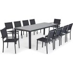 Ensemble table de jardin et 10 chaises effet béton - oviala Ensemble table de jardin et 10 chaises effet béton - oviala