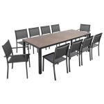 Ensemble table de jardin en c�ramique effet bois et 12 chaises - oviala